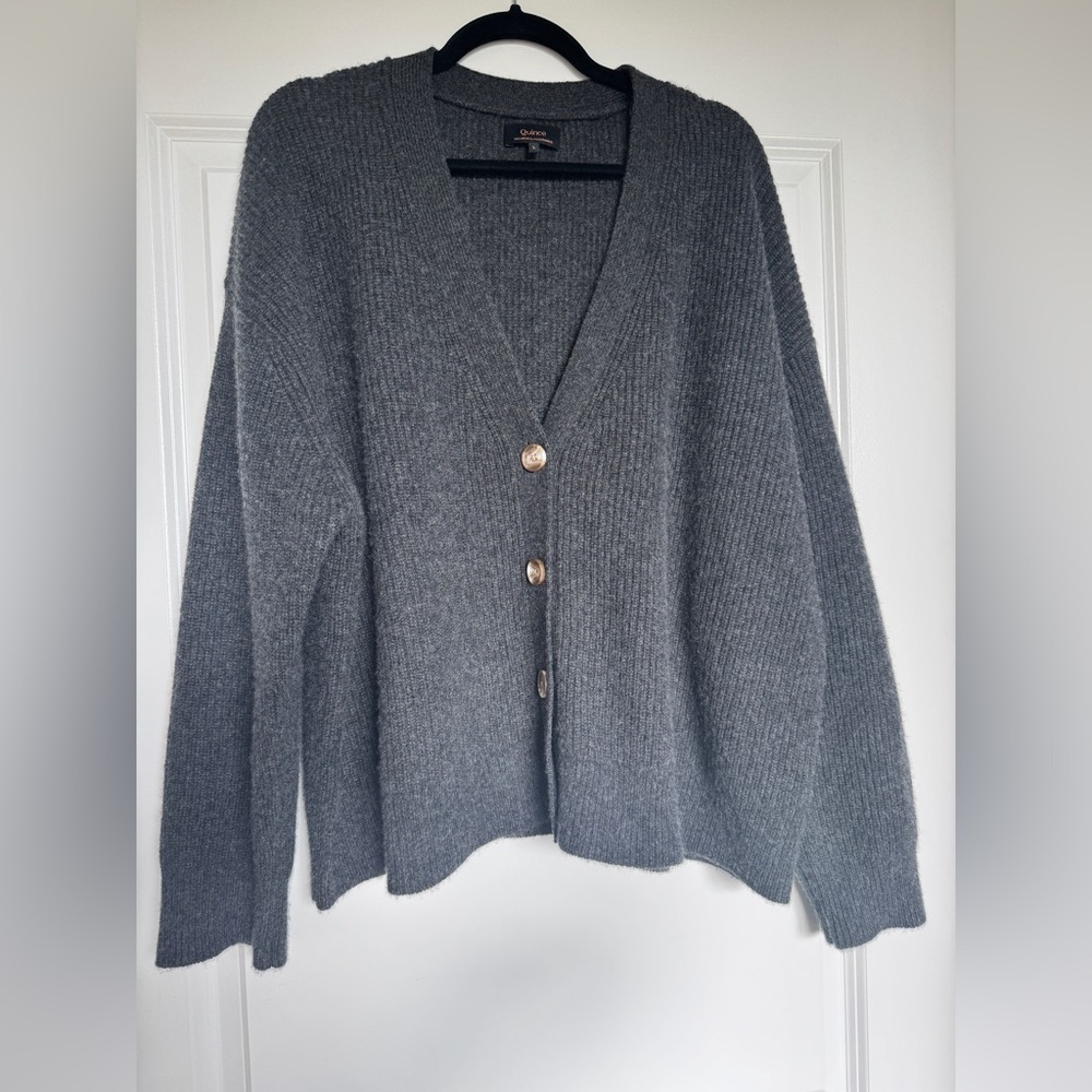EUC Quince Mongolian Cashmere Fisherman Boxy Cropped Cardigan Sweater, Large - Picture 3 of 12